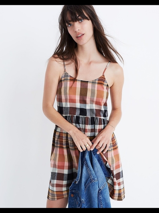 Madewell Dresses & Skirts - Madewell Plaid Mini Sundress in Pink, Tan, Black and White
